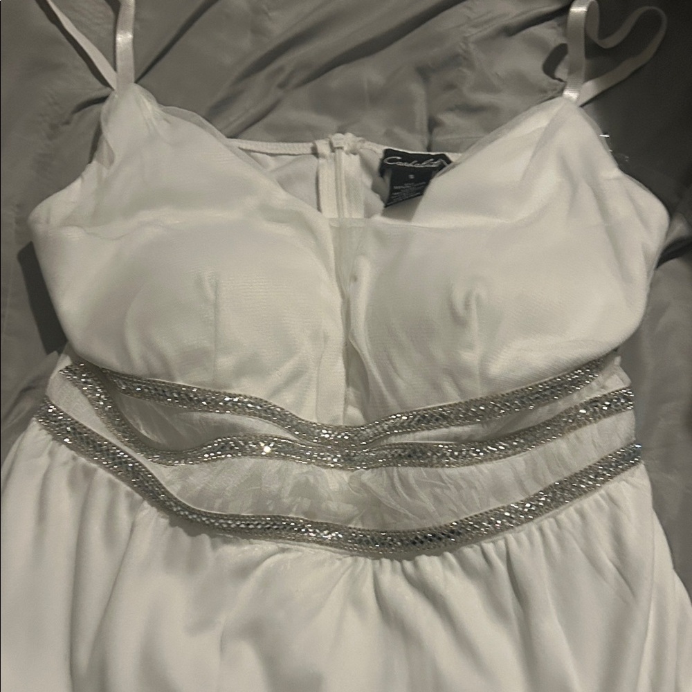 Elegant White Dress with Silver Accents